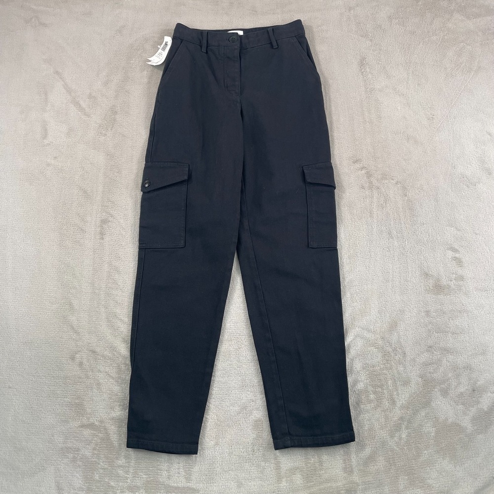Aritzia Wilfred Modern Cargo High-Waisted Pants in Black Women 0 Twill NWT $128